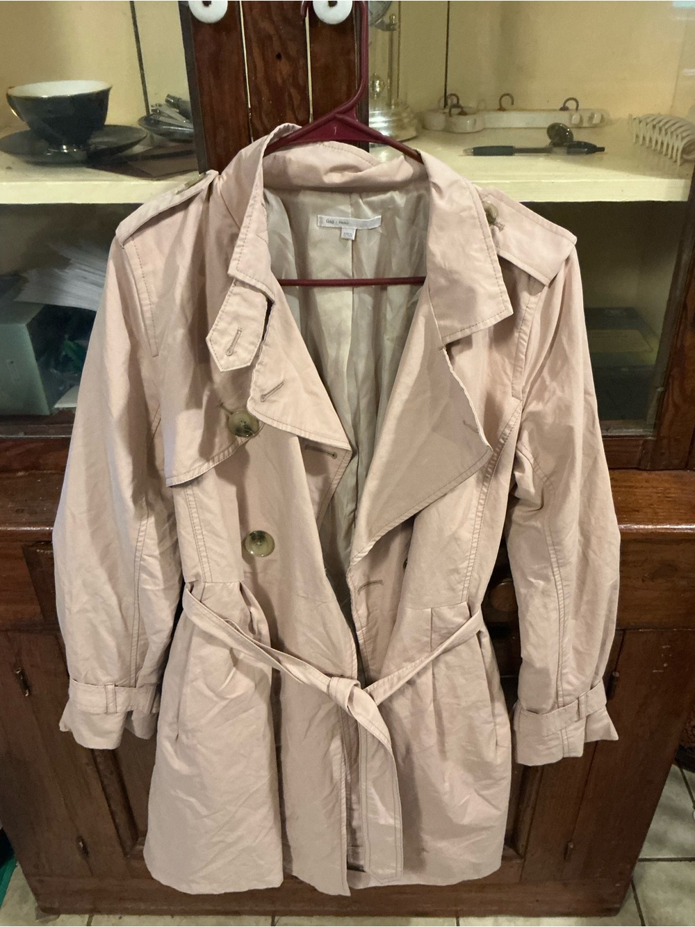 GAP Light Pink Women's Trench Coat with Belt